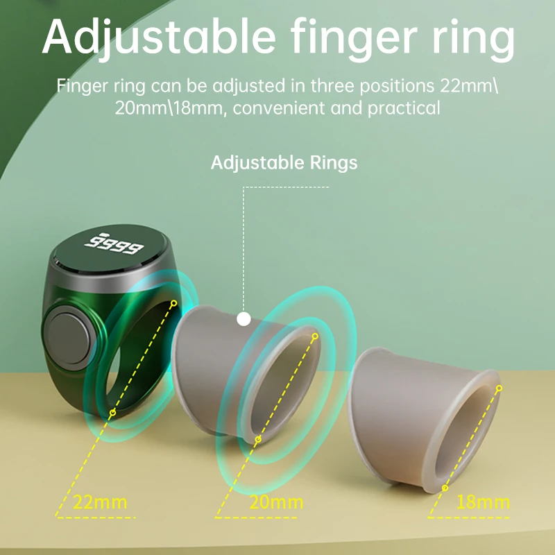 OLED Digitaler Smart Zikr Ring Zähler Bluetooth App Tasbih Zählgerät für Muslimische Gebetszeiten Typ-C Ladeanschluss – Detail 2