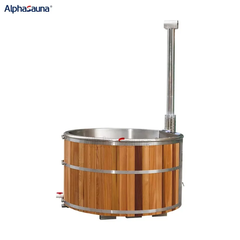 Dual-system Heated Massage Bathtub Portable Modern Wood Burning Hot Tub Freestanding Outdoor For 2-3 People