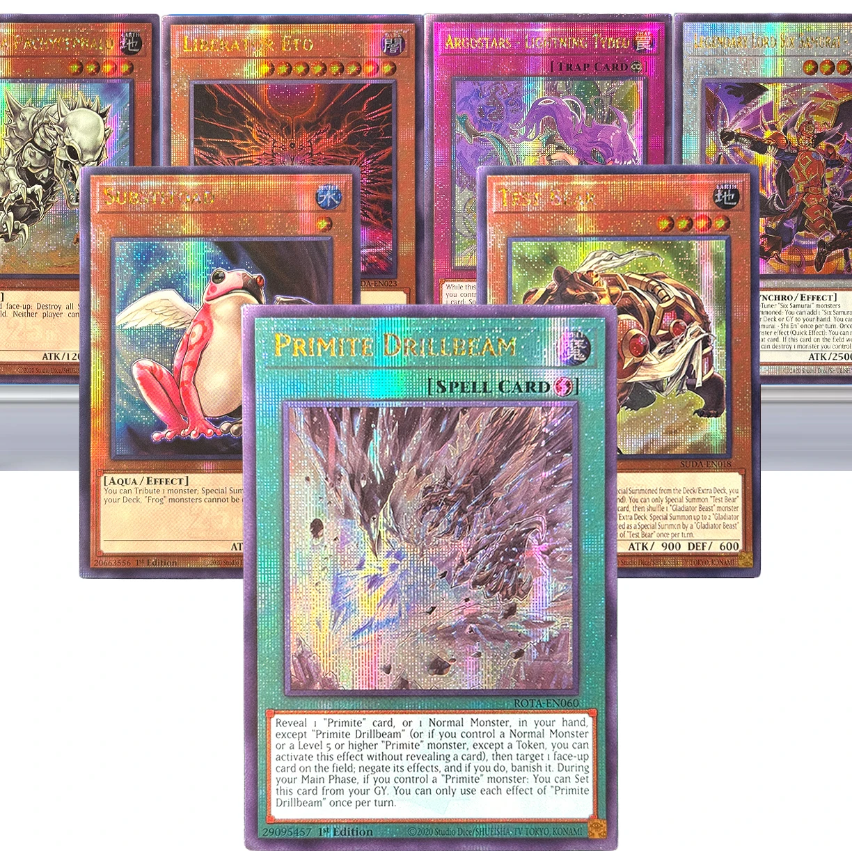

2шт Ю-Ги-О! TCG аниме карты голографическая-QCScR коллекция игрушка Primite Drillbeam Test Bear Liberator Eto Substitoad Argostars