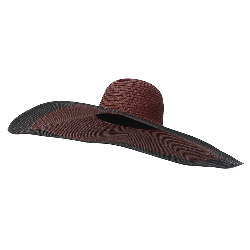 25 cm große Krempe, übergroße Strandhüte für Damen, großer Strohhut, UV-Schutz, faltbarer Sonnenschutzhut – Detail 9