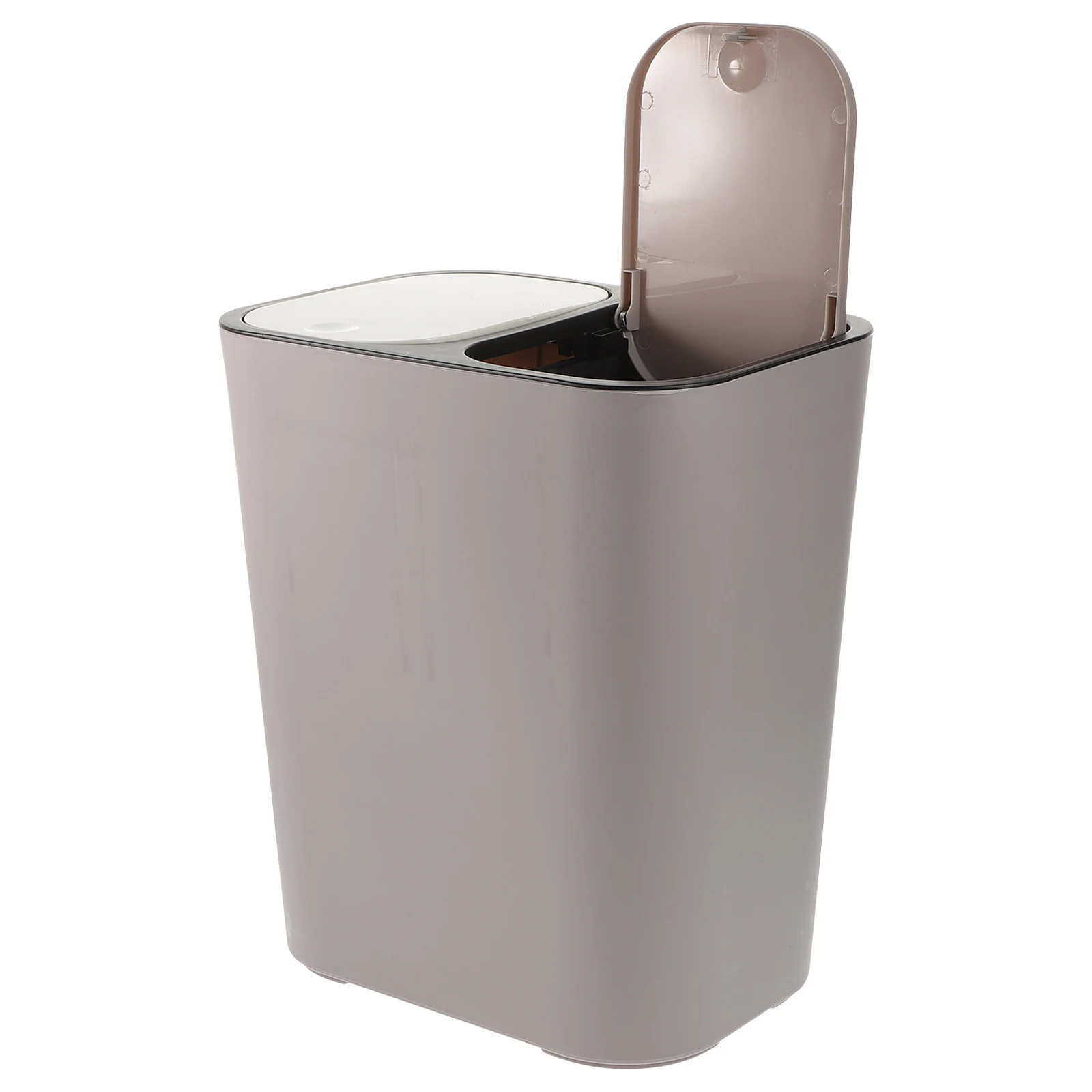 Dry Wet Separation Trash Can Grey Plastic Waste Bin Kitchen Bathroom Garbage Container Reusable Household Dustbin Easy Clean