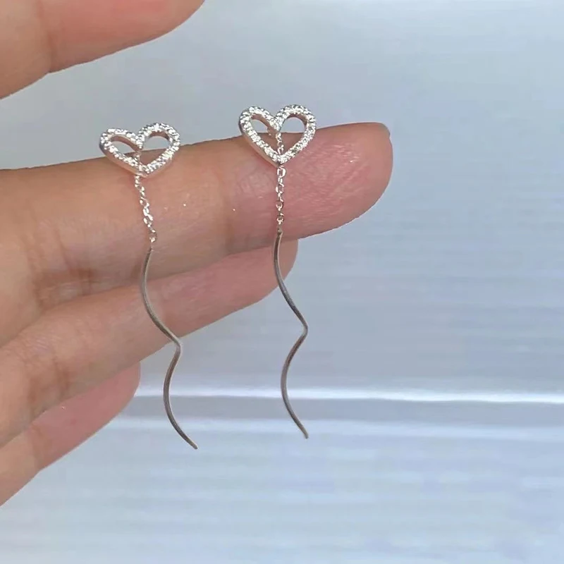 GANPUP Exquisite Herz-Strass-Fransen-Ohrringe für Damen, Modischer Schmuck, Neues Geschenk für Party, Alltag und Feiertage. – Detail 2