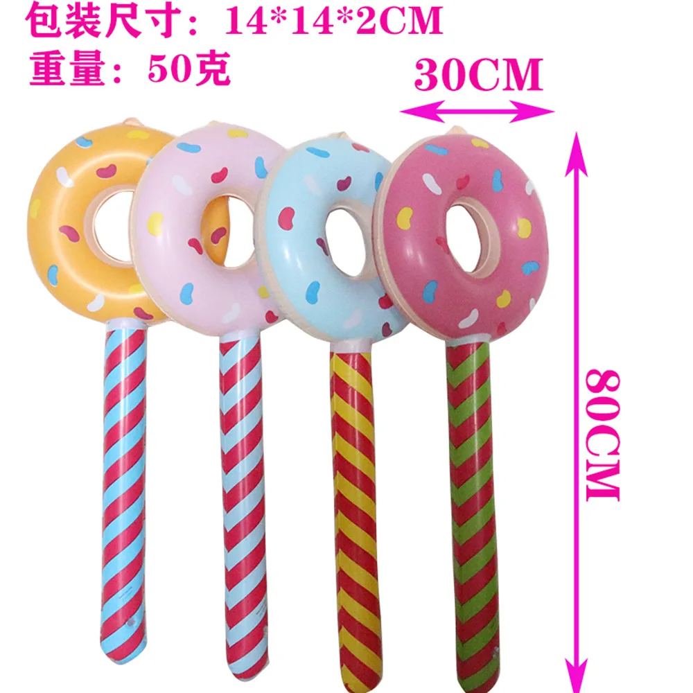 80cm Donut Stick Inflatable Balloon Sweet Candy Happy Birthday Party Decor Kids Boy Girl Ballon Donut Babyshower Baloon