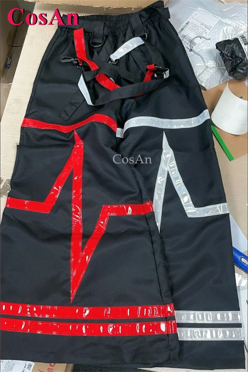 

CosAn AUS большие щитки со светоотражающими полосками, танцевальные брюки с призраками, модные брюки-папка Reaper, брюки-клеш, мрачные светоотражающие брюки, новые