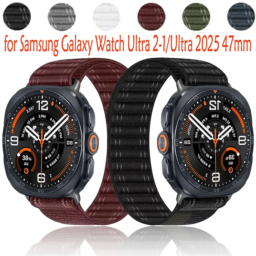 Nylon Loop Strap for Samsung Galaxy Watch Ultra 2-1/Ultra 2025 47mm Official Wave Pattern Fabric Comfortable Bracelet Wristband