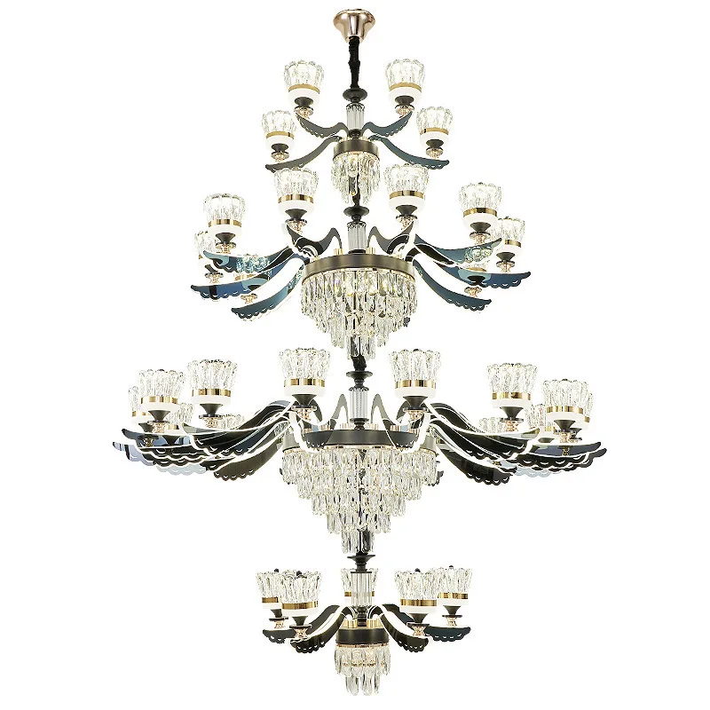 

Duplex building chandelier European villa hall lamp middle floor hollow living room jump stairs rotating household