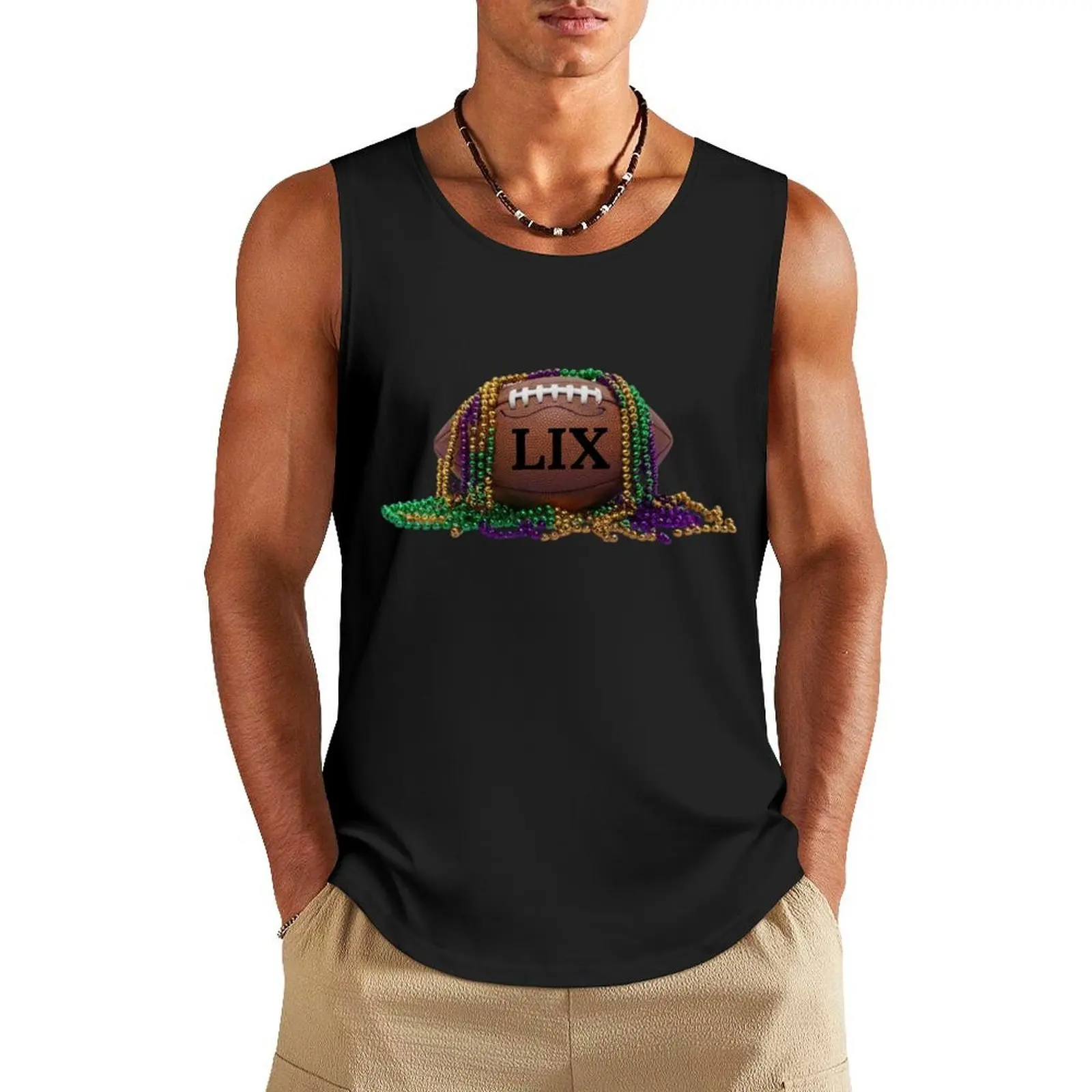

Mardi Gras and Football 2025 Fat Tuesday Sports 59 Tank Top Men's singlets gym accessories men vest men