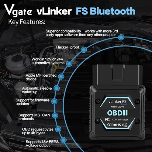 Vgate vlinker fs elm327 bluetooth für android/ios für ford forscan hs ms kann elm obd 2 obd2 auto diagnose scanner tools