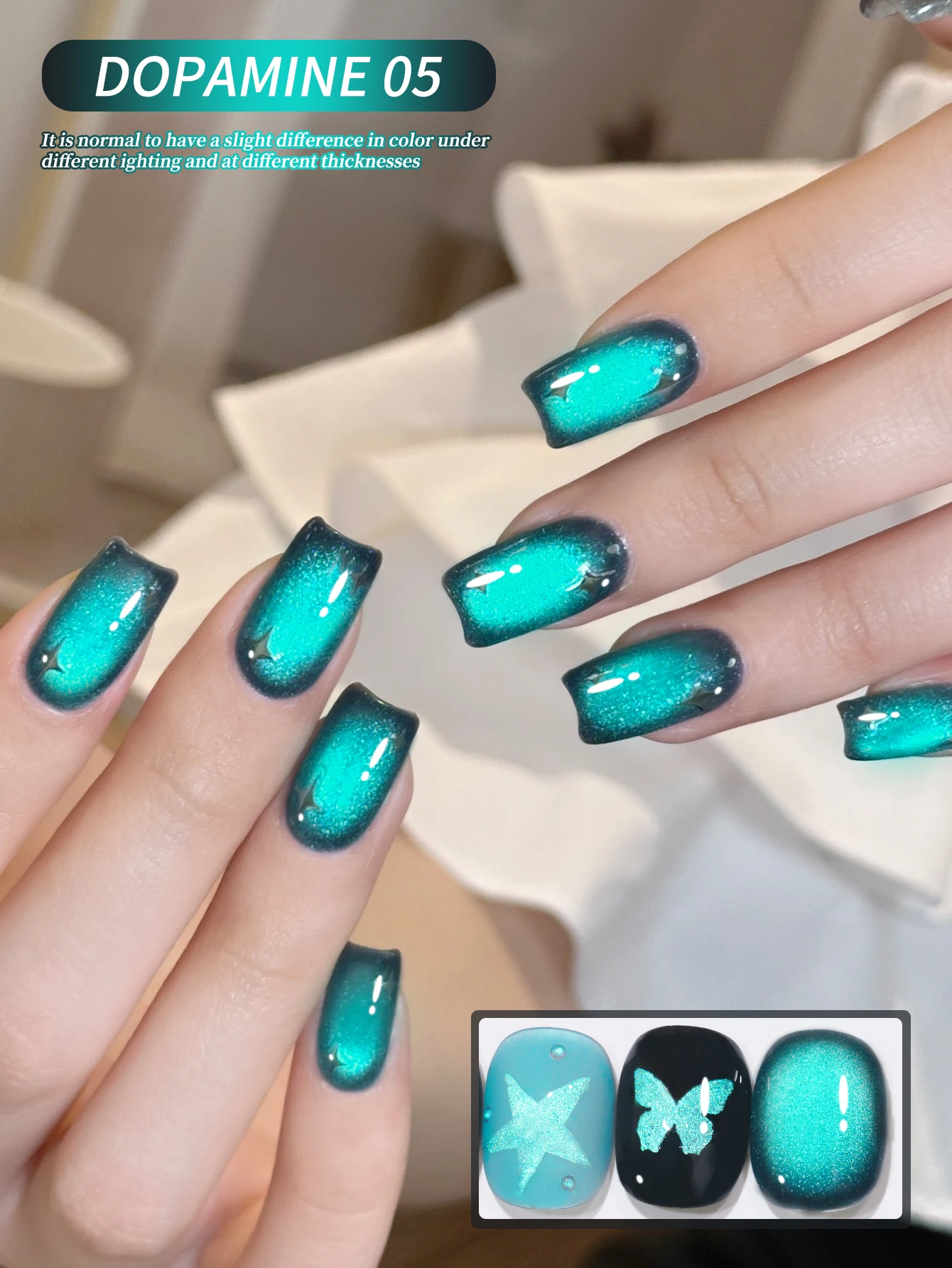 1pc garrafa cilíndrica dopamina olho de gato 05 --- super brilhante pavão azul olho de gato unha polonês gel arte do prego diy