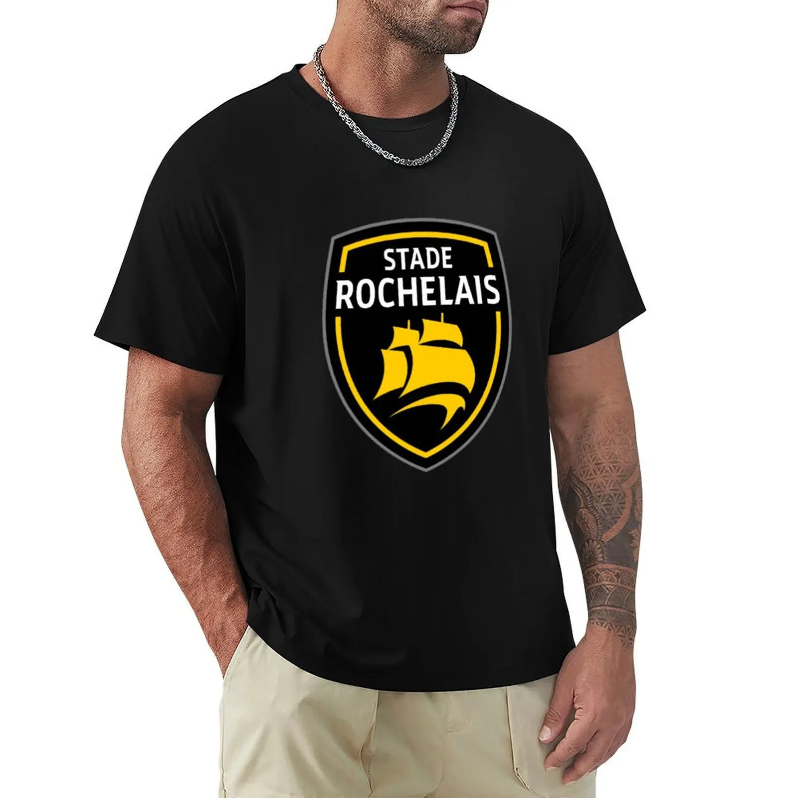 Stade Rochelais Rugby logo T-Shirt High Elasticity Sports T-Shirt