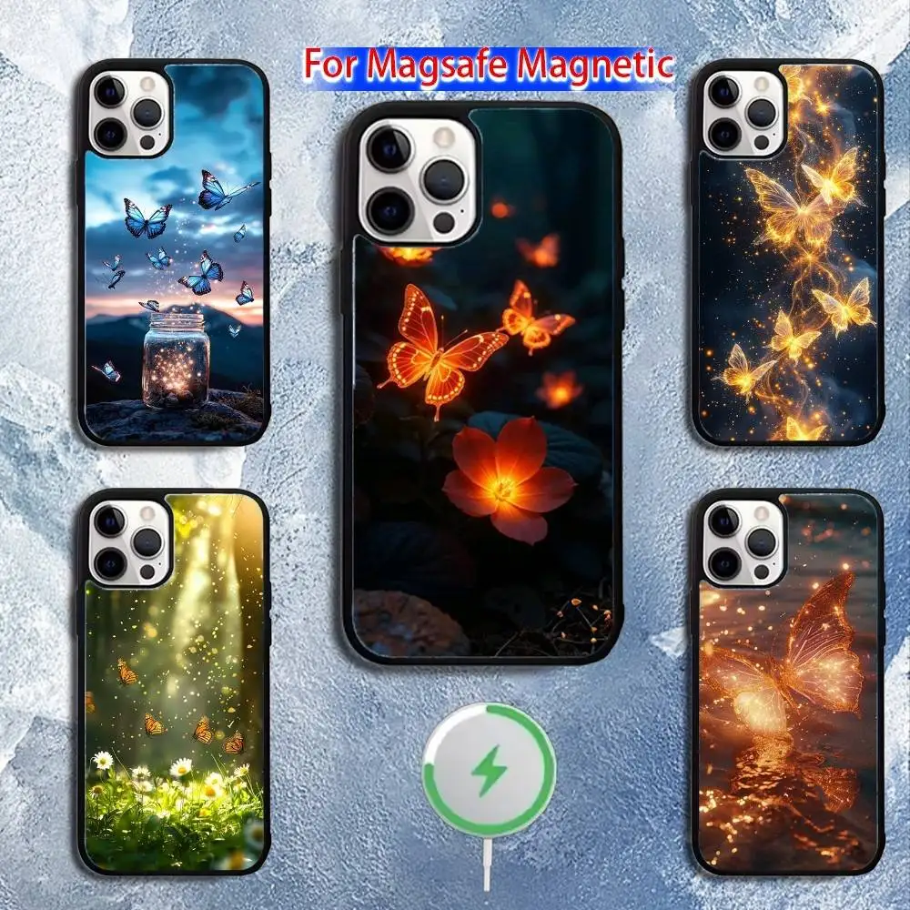 

Чехол для телефона L-Luminous B-butterfly-ES для iPhone 16,15,14,13,12,11, Pro, Max, Plus, Mini, Magsafe, Магнитный чехол для беспроводной зарядки