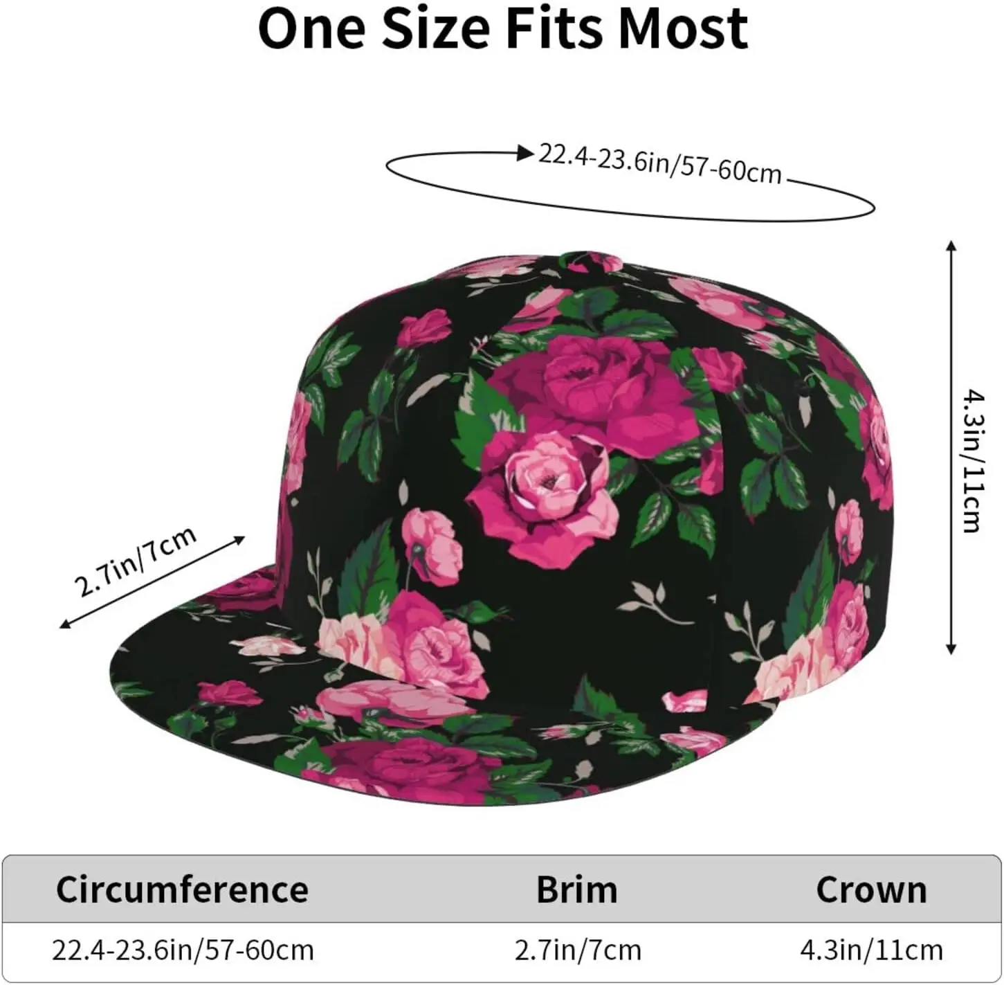 Flower Cap Baseball Cap Adjustable Cap Rose Hat Women Trucker Hat for Travel Riding Picnic Outdoors