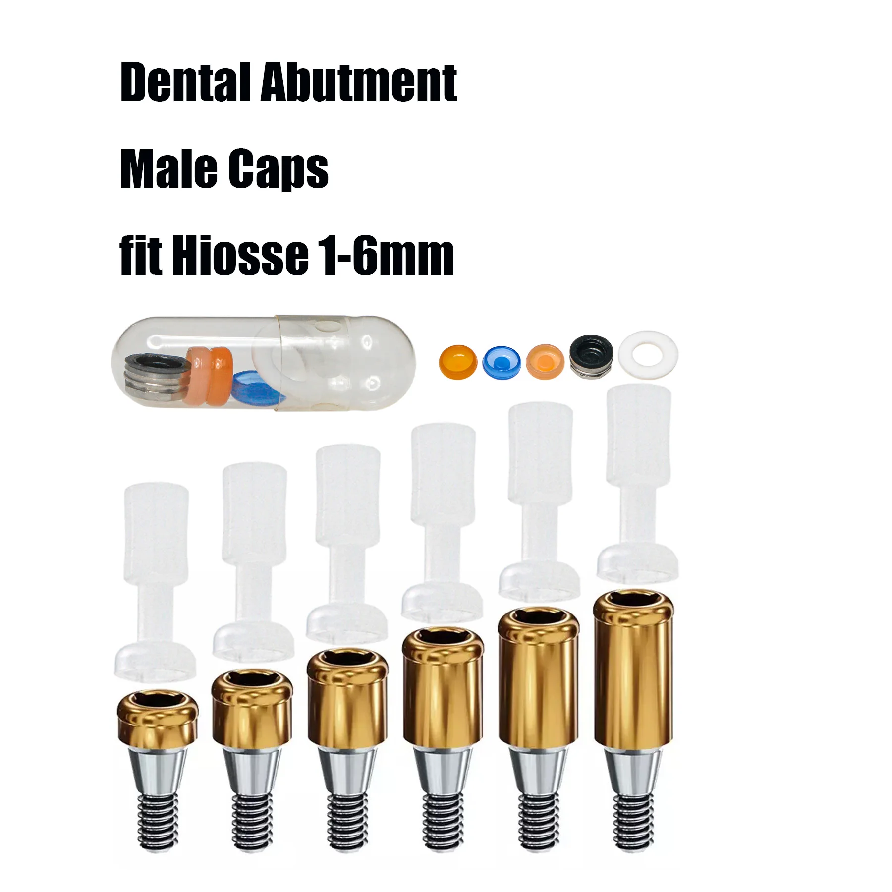 Dental Retention Implant Male Caps  Abutment Overdenture Kit for Hiossen  Mini 1-6mm