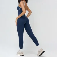 TRY TO BN Sports Jumpsuit Gym Contrast Color Sportswear Backless Fitness Workout One Piece Bodysuit Running Yoga Women Clothing - Image 4