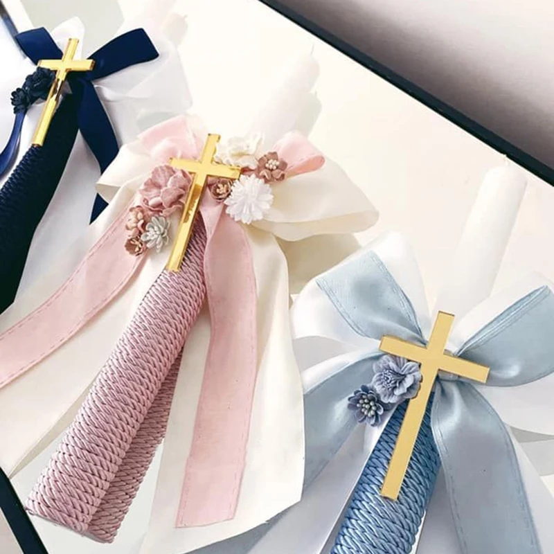 24-częściowy wspaniały akrylowy złoty krzyż na tabliczki czekoladowe Chrzest Baby Shower Czekoladowe sprzyja Pudełko Banner