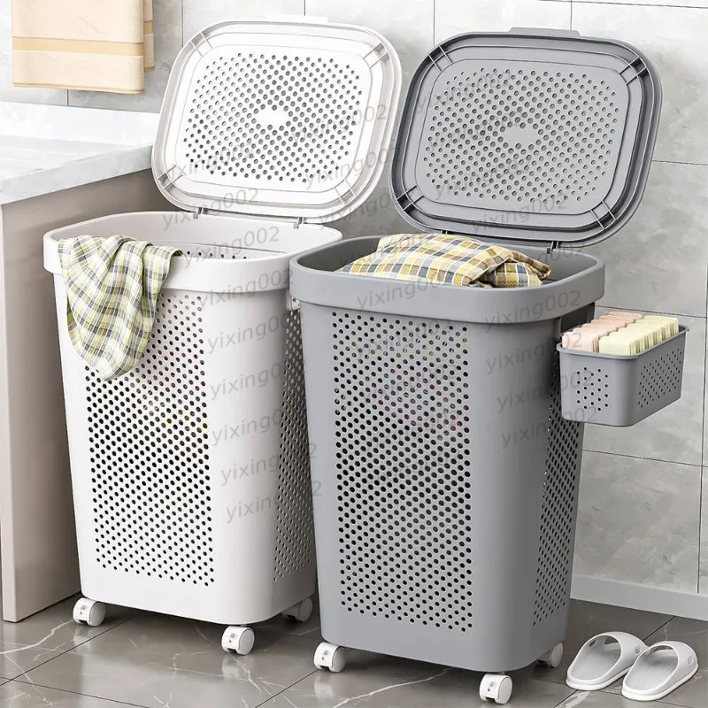 Lidded Laundry Basket, Clothes Storage Bin for Bathroom, Dirty Clothes Hamper with Cover