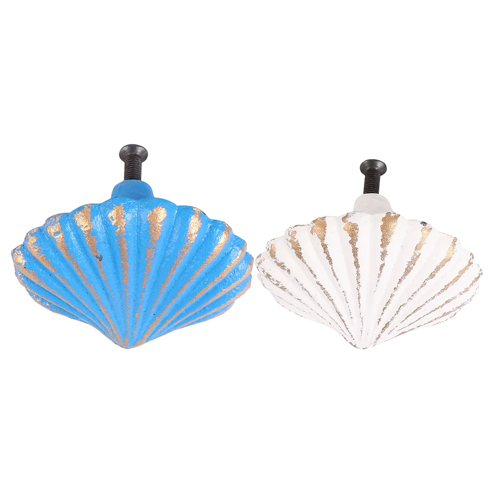 

2 Pcs Scallop Cast Iron Handle Practical Cabinet Shell Wardrobe Handles Children's Room Furniture Knobs