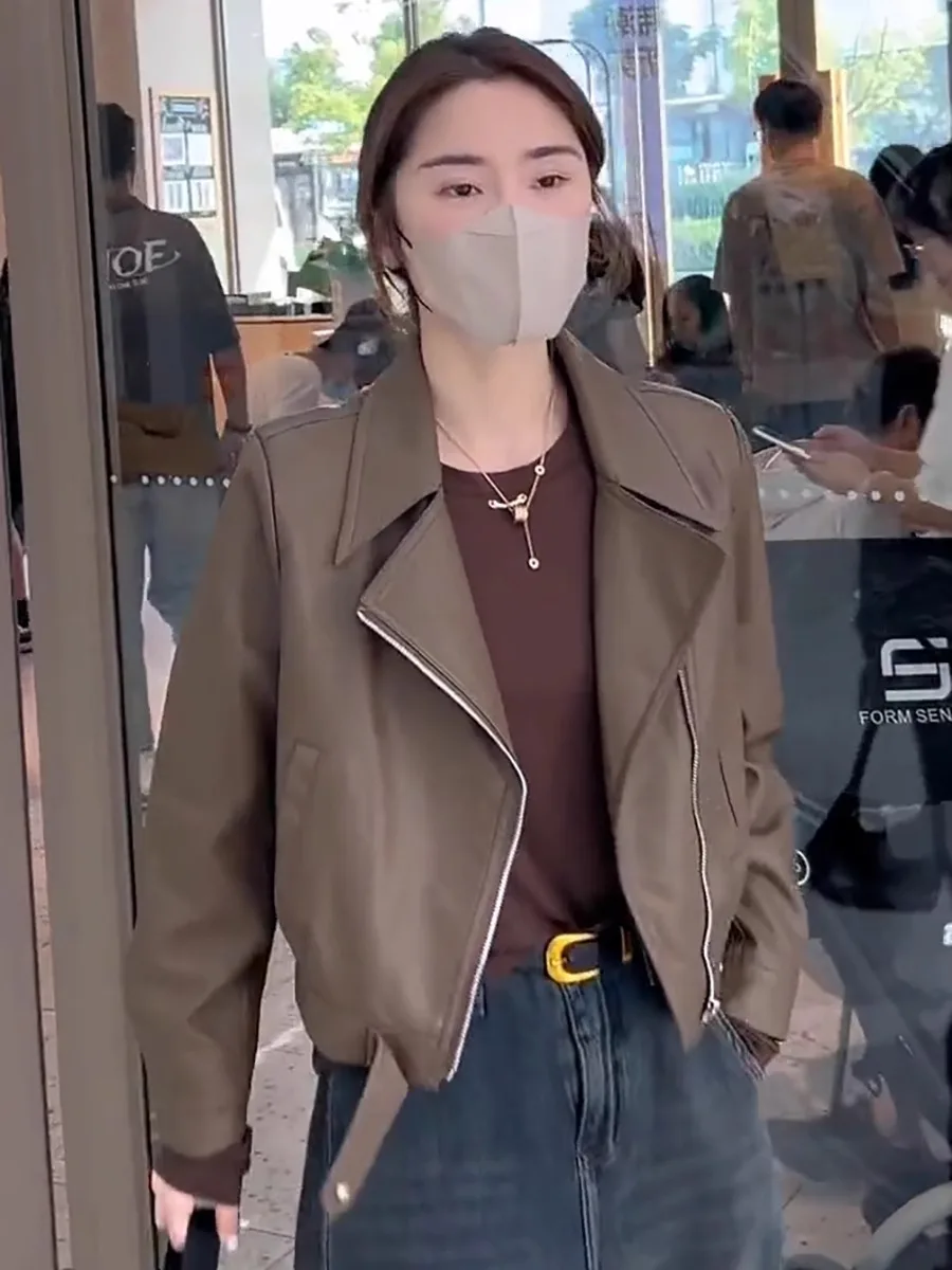 Giacca Casual in Pelle PU da Donna, Stile Biker, Vestibilità Morbida e Snellente, Nuova Collezione Primavera Autunno, Chiusura con Cerniera, Maniche Lunghe