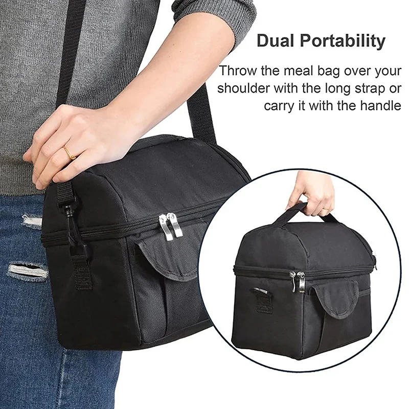 Large Insulated Lunch Box Leak-proof Cooler Bag Dual Compartment Lunch Tote For Camping Men Women Cans Wine Bag Cooler Box