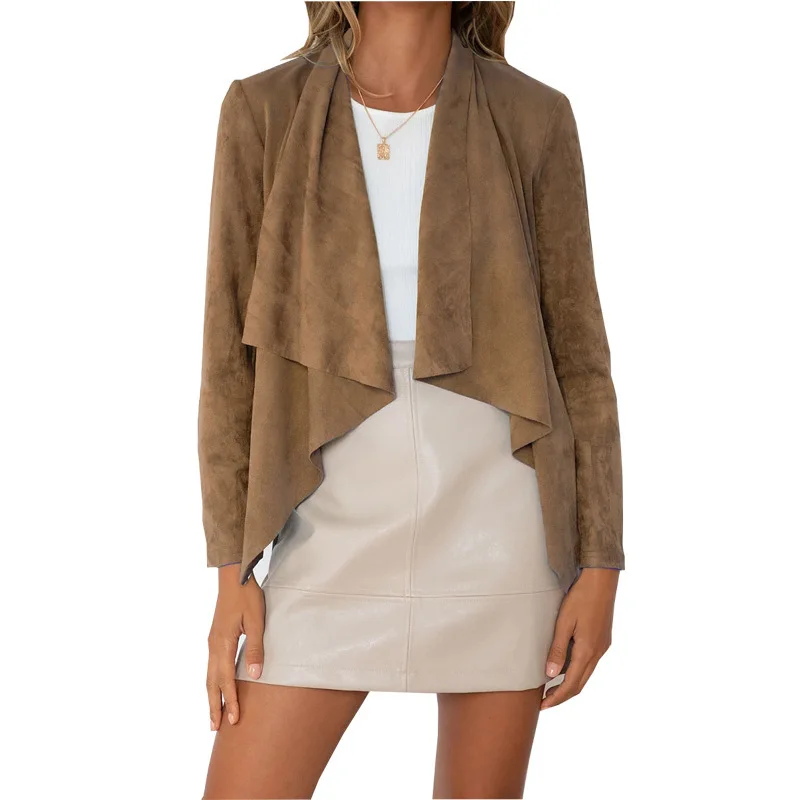 

2025 New Women's Coat Temperament Fashion Casual Lapel Solid Color Imitation Deerskin Velvet Jacket for Female