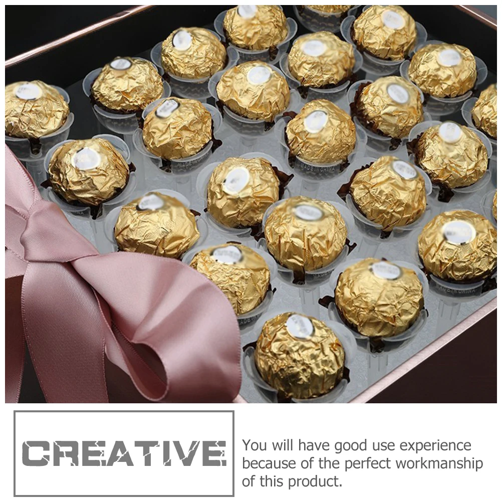 

100pcs Chocolate Torus Holder Round Base Truffle Supplies Candy Bouquet Cups PVC Decorative Practical PackagingChocolate Fixing