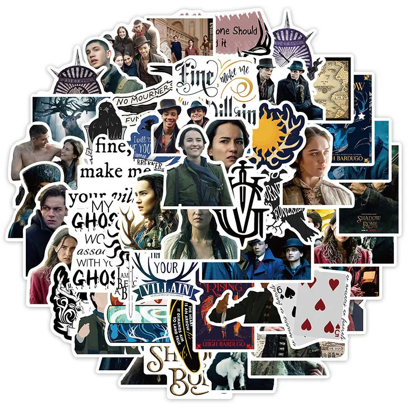 

50Pcs Shadow and Bone Stickers DIY Decorative Luggage Laptop Skateboard Phone Case Waterproof Sticker