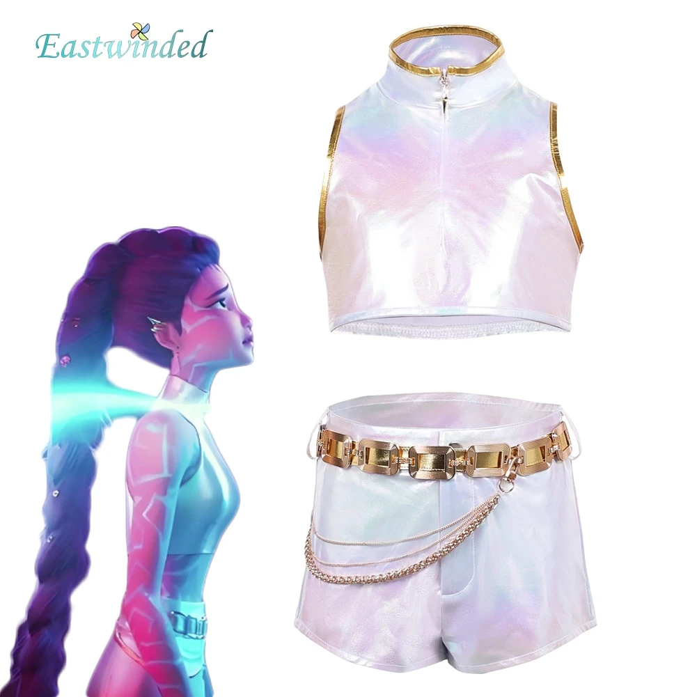 

Disguise Kids Demon Hunter of KPop Rumi White Costume Girls Halloween Roleplay Top Pants Outfits Carnival Party Dress Up Suits