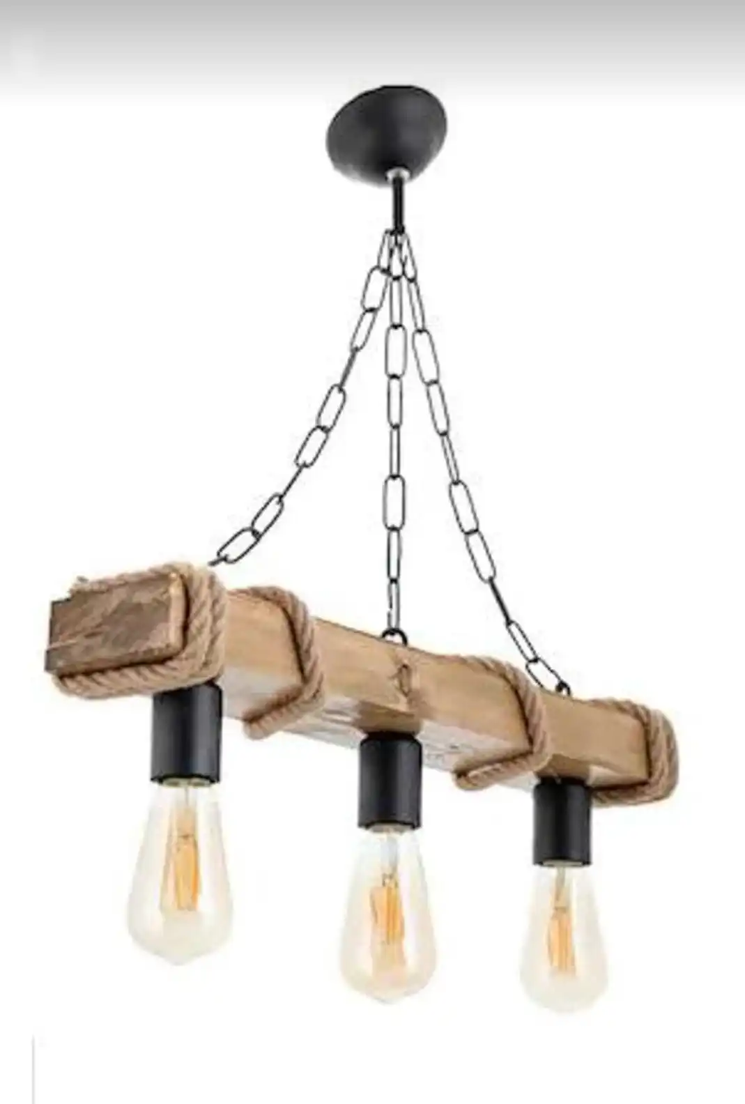 Wooden Chandelier 1-2-3 Rustic Rope Chandelier Bulb Not Included Ceiling Lighting Light Living Room Lounge Nostalgic Bar Cafe