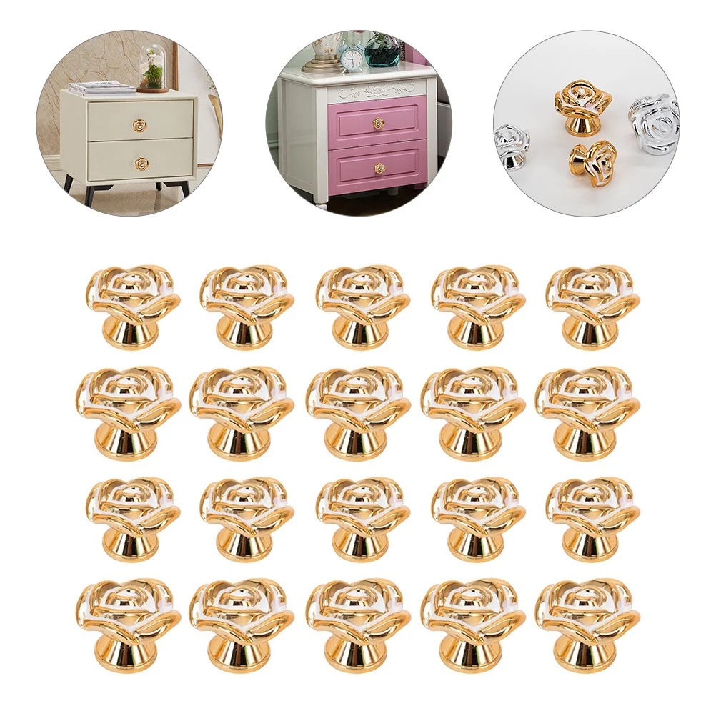 

20Pcs Rose Flower Drawer Door Handles Cabinet Knobs Pulls Decorative Knobs for Dresser Cupboard Wardrobe Easy Installation
