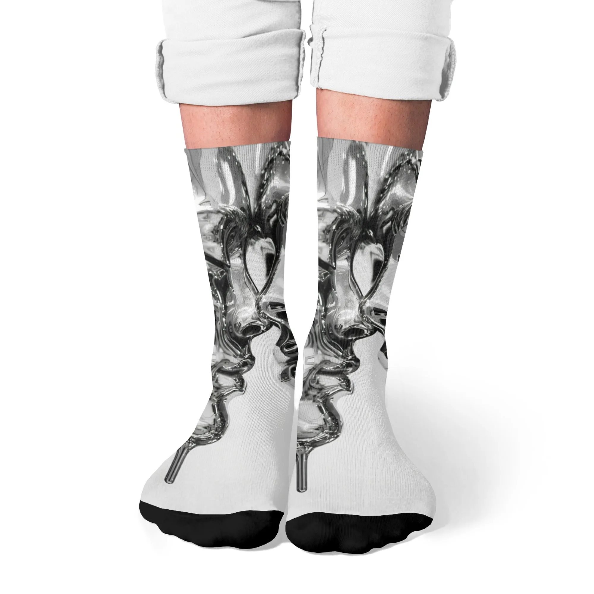 

Авангардные художественные носки с металлическим блеском и абстрактным дизайном, мужские носки с динамическим узором, удобные теплые носки для галереи