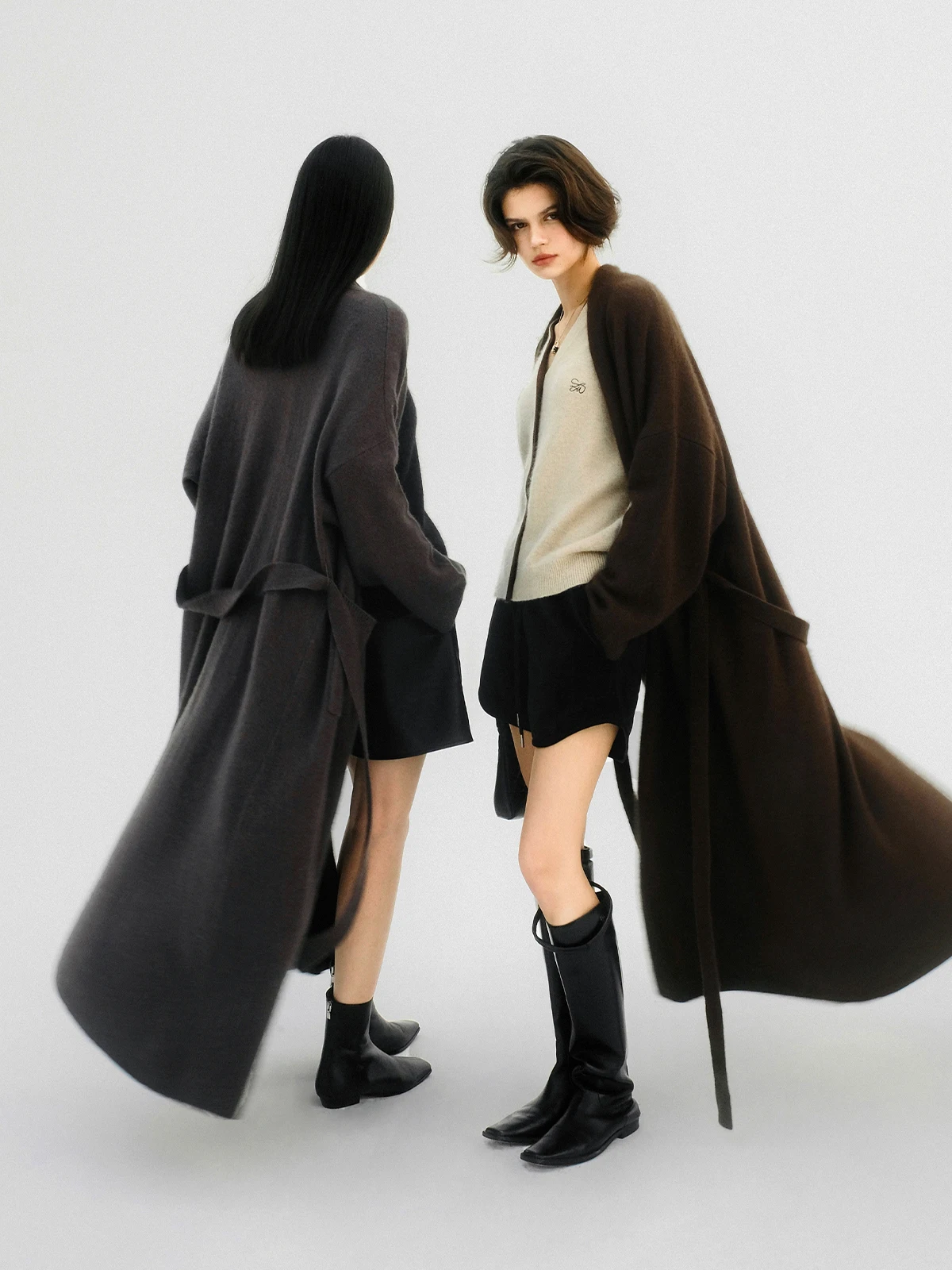 

Женский длинный вязаный кардиган ZhouMiao из смесовой австралийской шерсти с ворсом, свободного кроя, средней длины, для повседневной носки