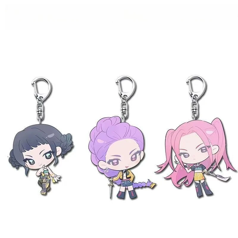 

3pcs/set Cartoon Demons Rumi Hunterss Mira Zoey Keychain Cosplay Women Group Idol Props Anime Jewelry Gifts Halloween Costume