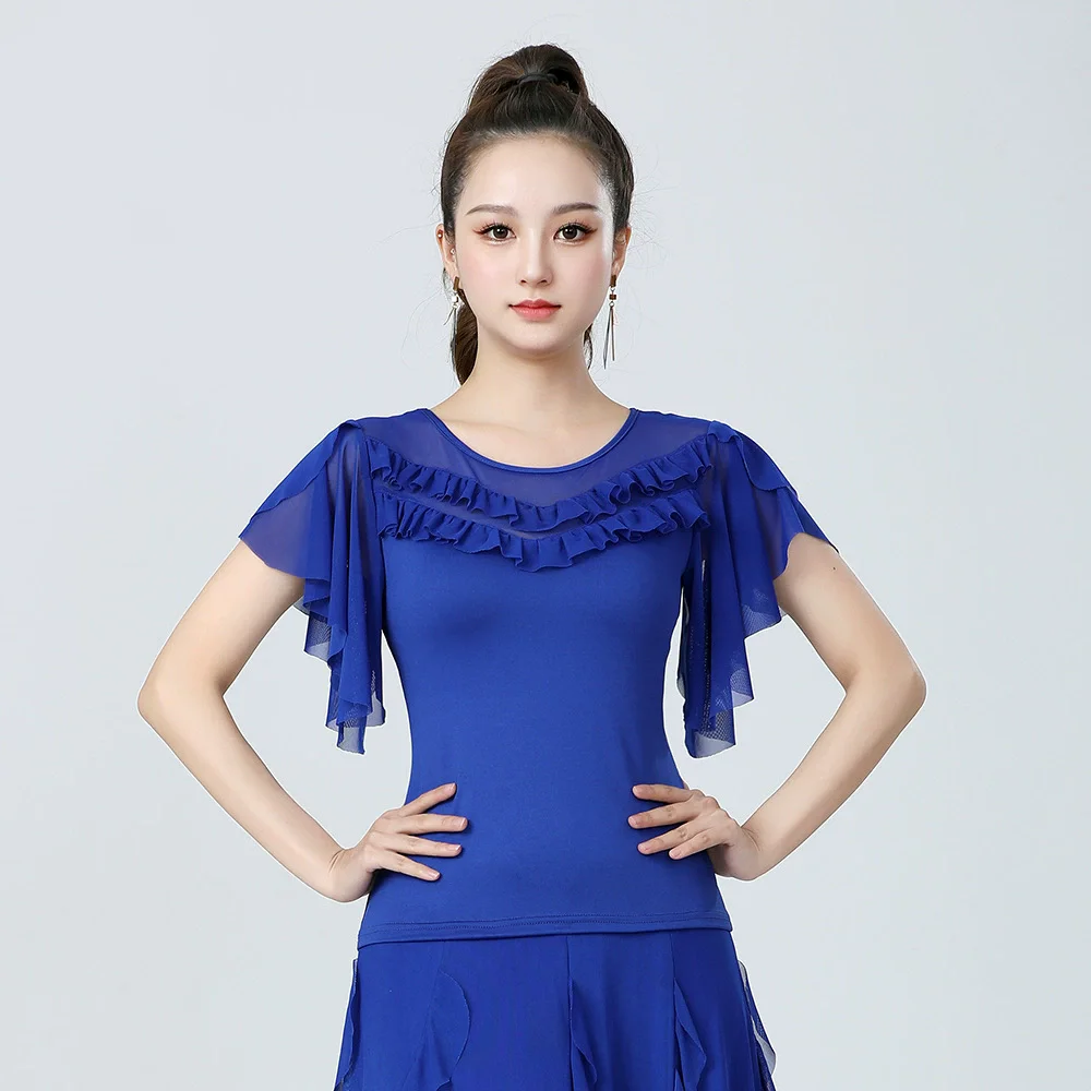 2025 ใหม่คุณภาพสูง 4XL ผู้หญิง Waltz ชุดเต้นรําแขนสั้นชุดเต้นรําสําหรับผู้หญิงละตินเต้นรํา Modern Dance Top