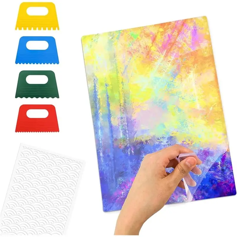 

T21C Gel Printing Plate 5 X 7 Inch For Stamping, Gel Painting Plate For Cardmaking Printmaking With Stencils, 4 Scrappers