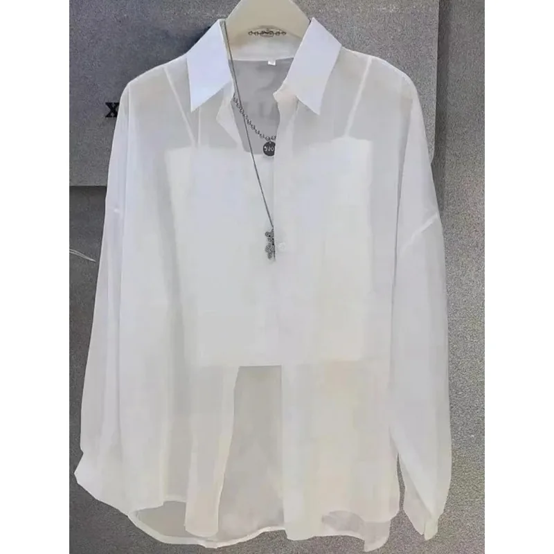 

New Women's Shirt | Lightweight Breathable, Solid Color, Straight Button Placket, Lapel, Long-Sleeve, Outerwear & Sun-Protective