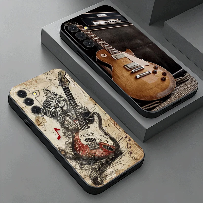 Soft Phone Case For Samsung A17 A37 A57 A16 A36 A56 A15 A35 A55 Guitar Retro Rock Music A14 A34 A54 A13 A33 A53 A27 A26 A25 A24