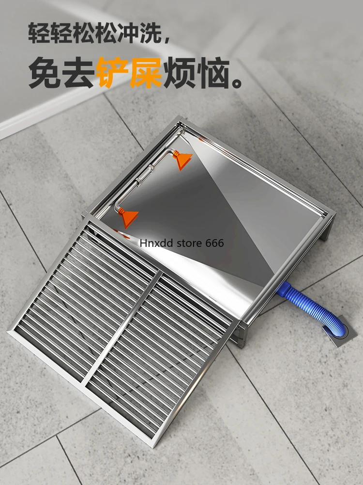 Stainless steel dog toilet potty tray funnel straight through automatic flushing and fecal leakage board