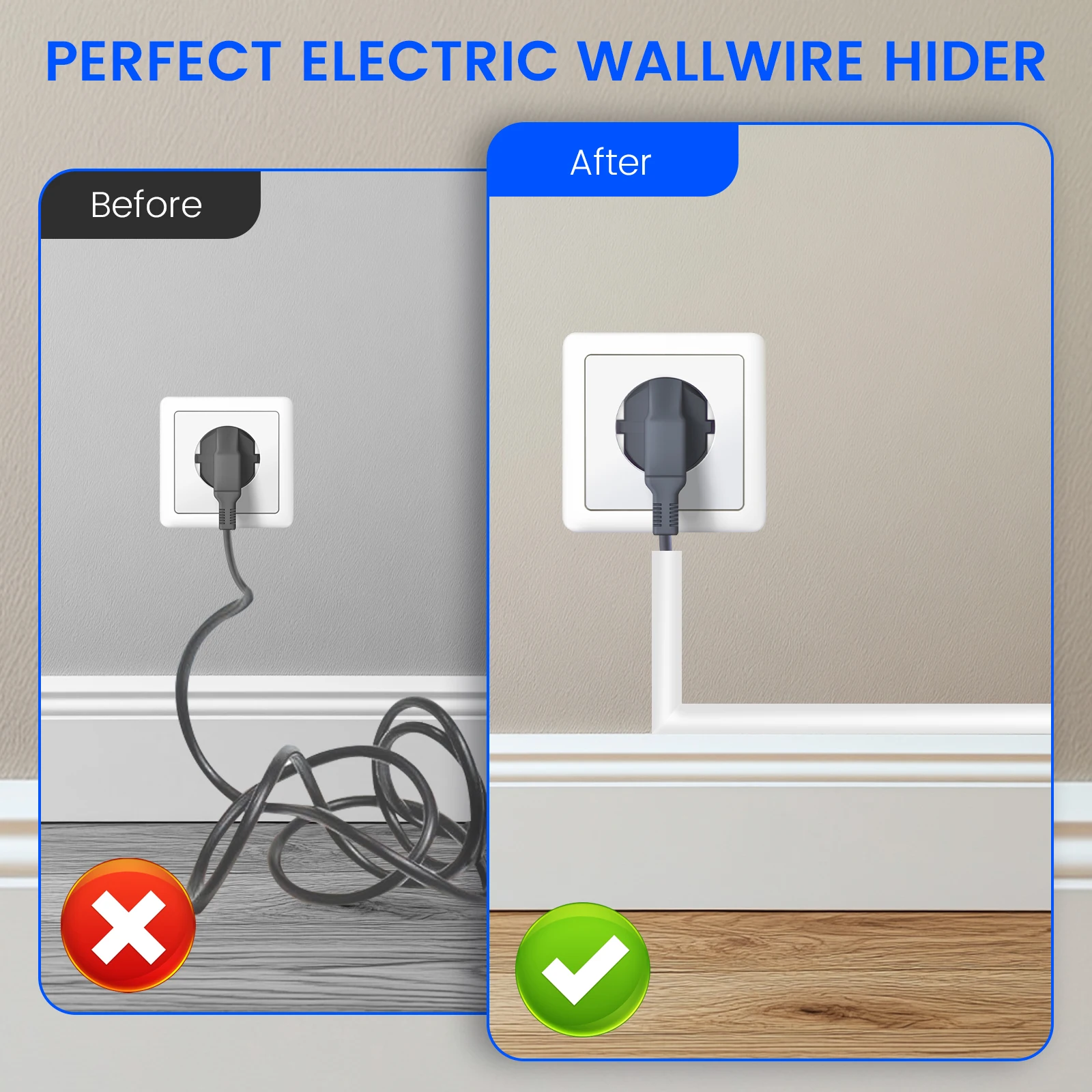 4/6/8M Self Adhesive Wall Cable Concealer Floor Cord Cover Flexible Cable Wire Fixer Protector for Cord Management