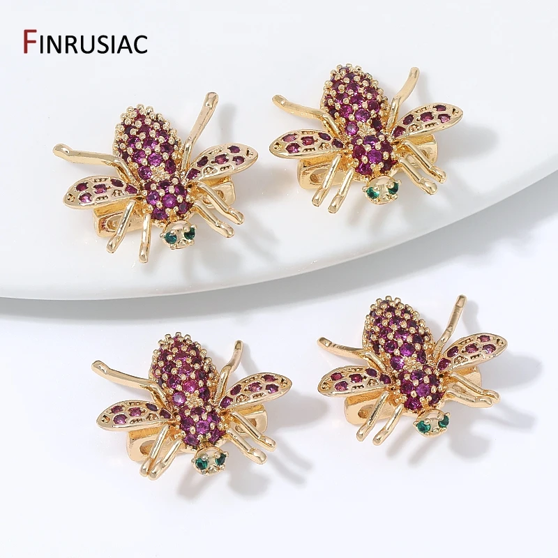18K vergoldete Bienen-Abstandsperlen für Schmuck, lila Zirkon-Insekten-Abstandsperlen für 3-Strang-Perlenarmband DIY-Zubehör – Detail 15
