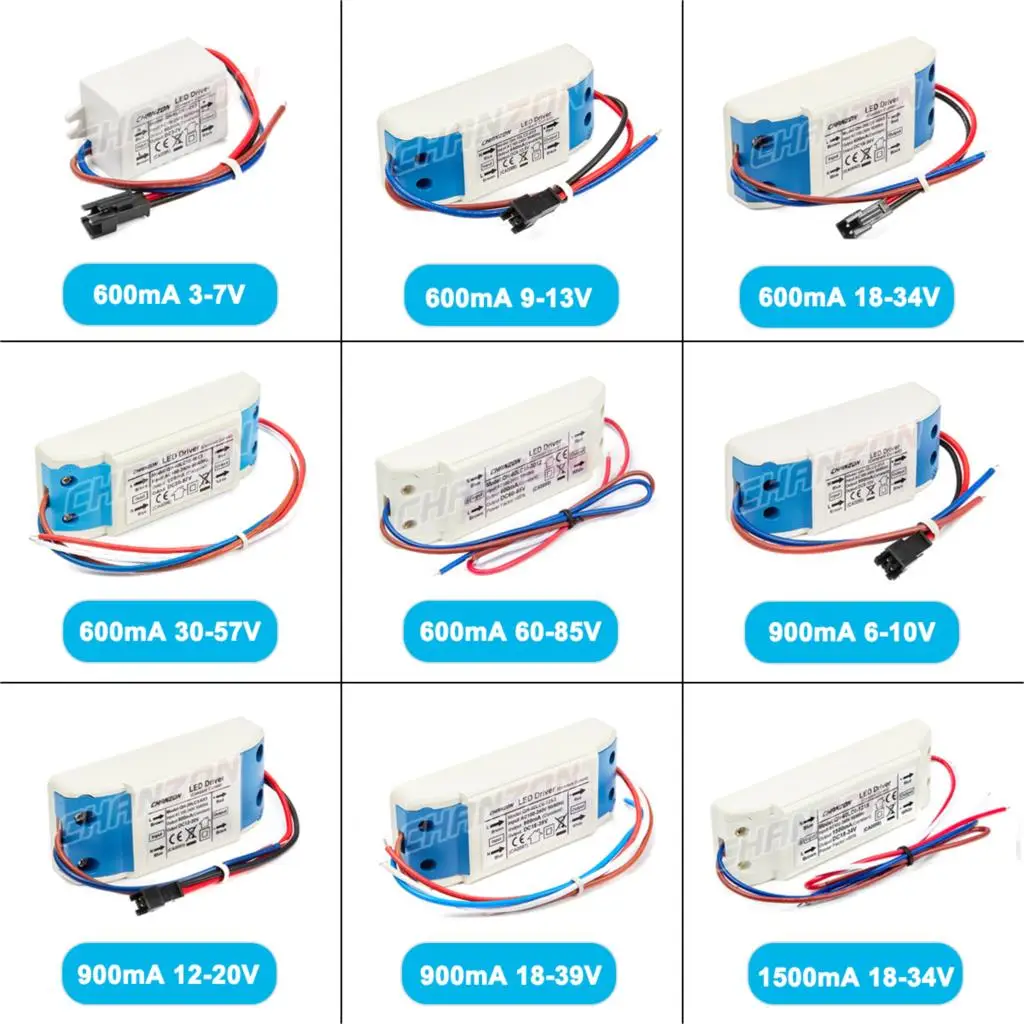 Driver de LED externo de corrente constante 1W 3W 5W 10W 20W 36W 50W 300mA 450mA 600mA 900mA 1500mA Transformador de iluminação de isolamento