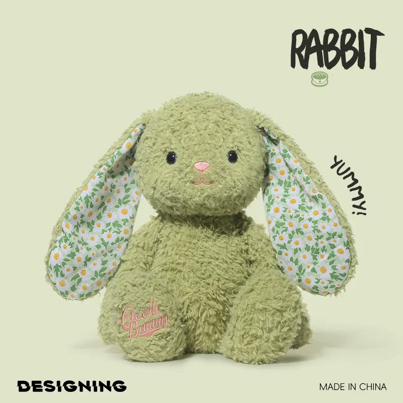 38CM Pastoral Style Hanging ear Rabbit Plush toy With Soft PP Cotton Filling Cute Green Rabbit as a Companion Toy For Children