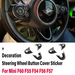 Carbon Pattern Car Steering Wheel Panel Multimedia Button Cover Stick For MINI Cooper S JCW F60 F55 F54 F56 F57 Auto Accessories