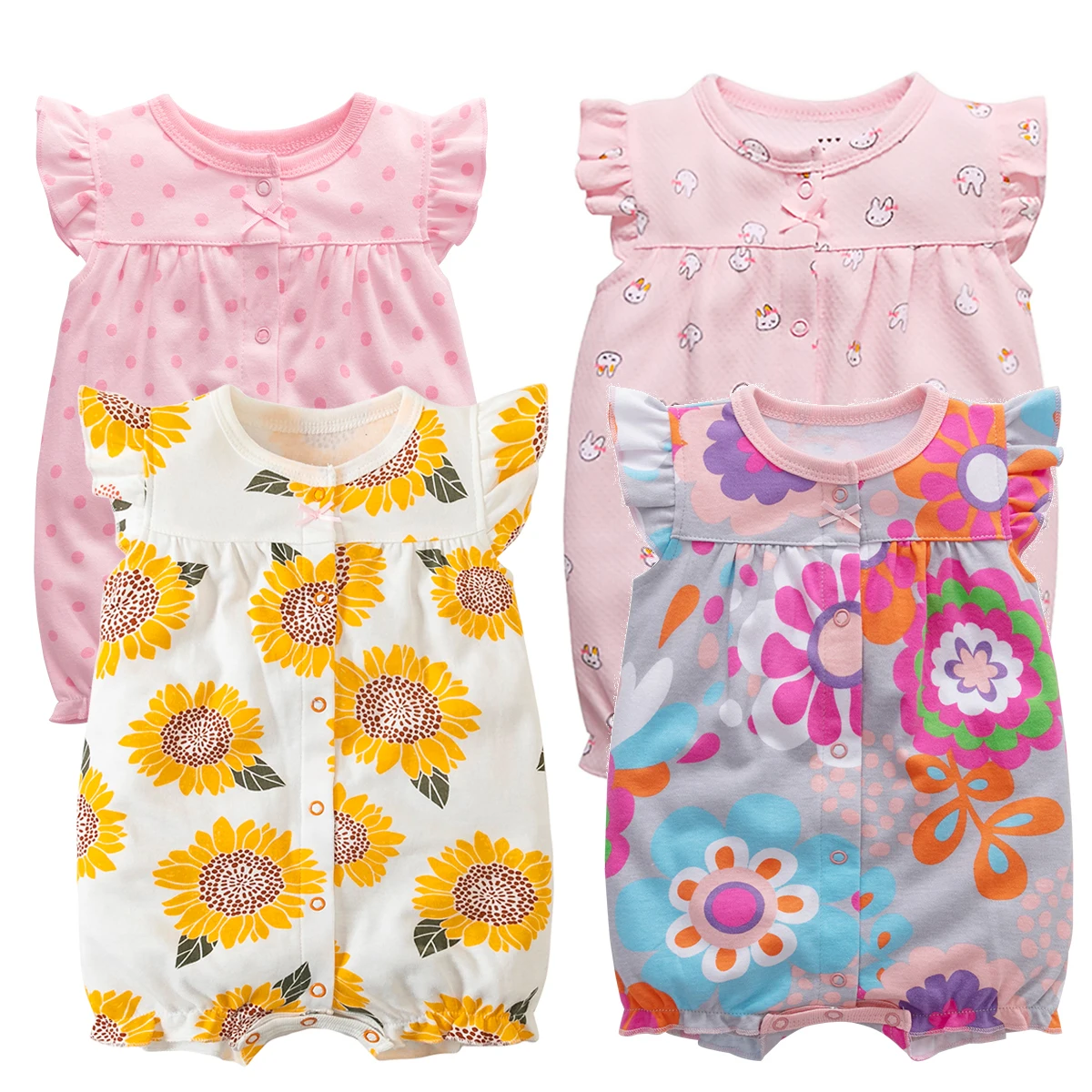 2024 Summer Baby Rompers Baby Girls Clothing 100% Cotton Newborn Baby Boy Clothes Infant Jumpsuits Short Sleeve Bodysuits