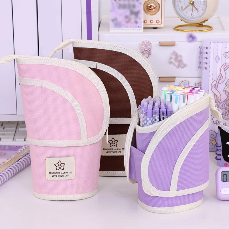 

Расширяемая студенческая сумка для карандашей, ежедневная сумка для хранения канцелярских принадлежностей, однотонная оксфордская сумка-держатель для ручек на молнии