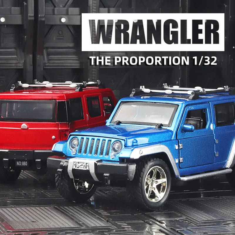 1:32 رانجلر على الطرق الوعرة سبيكة سيارة نموذج سبيكة ضوء تأثير الصوت التراجع 3 باب تصميم دييكاست سبيكة سيارة نموذج تحصيل