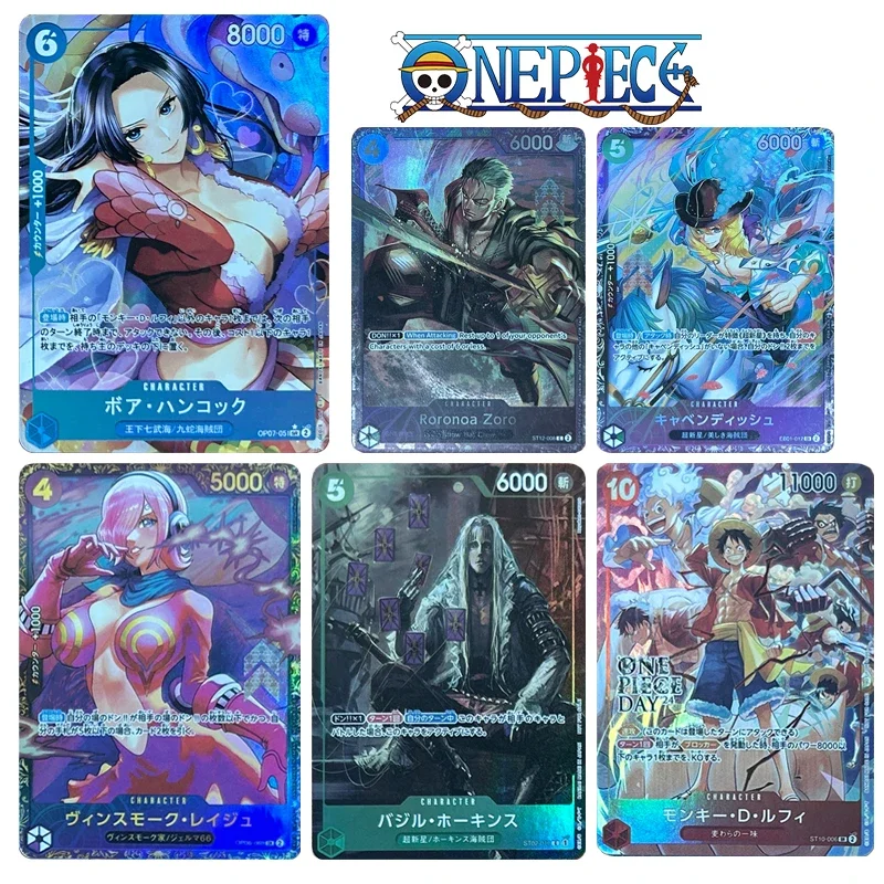 

One Piece DIY 6PCS/SET Hancock Luffy Zoro Rejay Foil Stamping Flash Collectible Card Christmas Birthday Present Hawkins