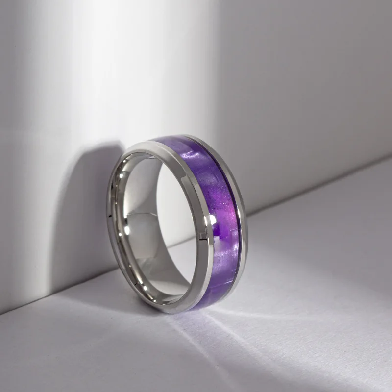 أزياء الساخن بيع التيتانيوم الصلب أنيقة الأرجواني زوجين الدائري للنساء الرجال المجوهرات هدايا عيد الحب حجم 6-13 #5