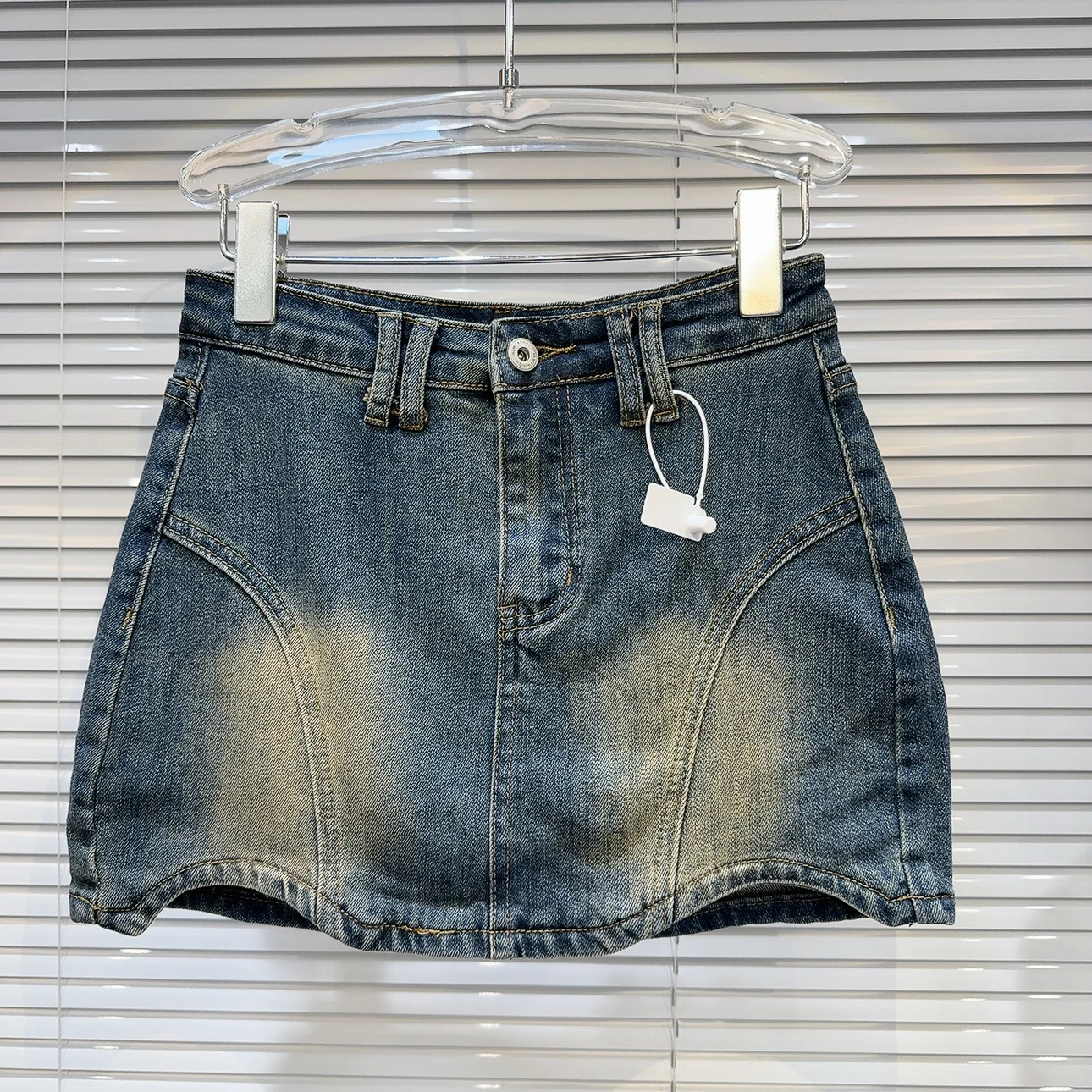 Retro Amerykańska Fala Seksowna Dziewczyna Spódnica Jeansowa Kopertowa Spódnica Damska Moda Uliczna Średni Stan Linia A Krótka Spódnica