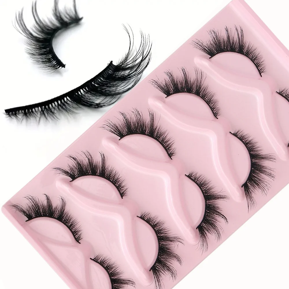 5 أزواج من الرموش الصناعية على شكل عين القطة - رموش كوميدية رموش ناعمة وطبيعية، مكياج ممتد - مضاد للحساسية، مريح #5