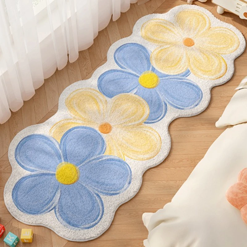 VIKAMA Gradient Pink Petal Rectangular Rug for Children's Rooms and Girls' Bedrooms Home Decor Soft Anti-Slip Floor Mat